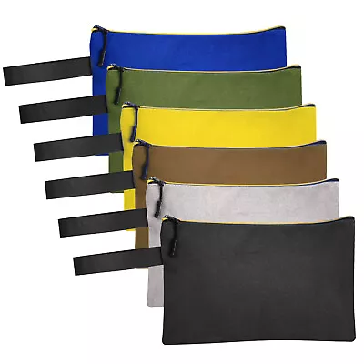 $18.99 • Buy 6 Pack Canvas Tool Pouch Bags Zipper Small Multipurpose Organizer Pouch Bags