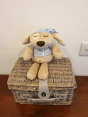 Mamas & Papas Sleeping Puppy Dog Soft Toy In Striped Hat - 12  • £19.99