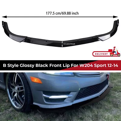 For Benz C Class W204 Sport 12-14 Glossy Black Front Bumper Lip Splitter Spoiler • $51.81