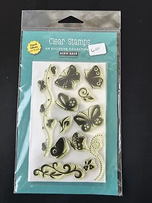 Clear Stamps: Exclusive Collection Hero Arts #JS178 Designer Butterflies (BN) • $6