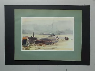 Very Rare Vintage 1902 Marine Print By W.l.wyllie- Dumb Barges In The Pool • £2.50