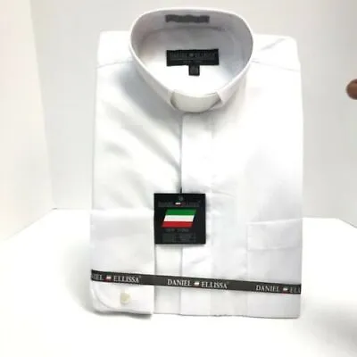 Daniel Ellissa Men White Clergy Shirt Banded Collar White Tab Sizes 14.5 -22.5 • $33.99