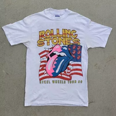 Vintage Rolling Stones Shirt 1989 Steel Wheels Medium Large Band Shirt Band Tee • $300