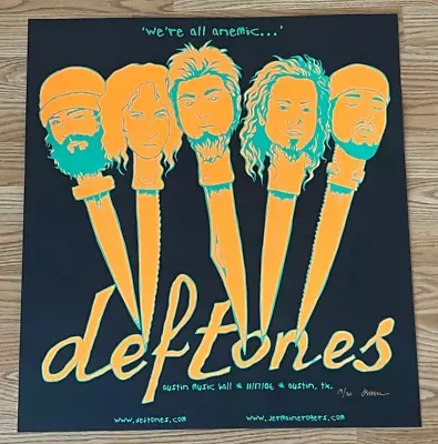 $300 • Buy Deftones Austin Texas Bands Heads On Knives Original Jermaine Concert Poster /50
