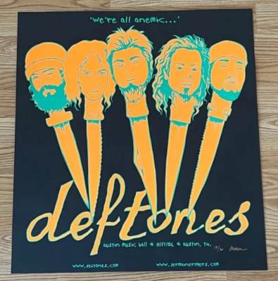 $300 • Buy Deftones Austin Texas Bands Heads On Knives Original Jermaine Concert Poster /50