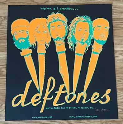 Deftones Austin Texas Bands Heads On Knives Original Jermaine Concert Poster /50 • $300