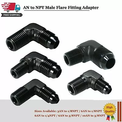 Black 3/6/10 AN To 1/8 1/4 3/8 NPT Fitting Male 90  Degree Male Aluminum Fitting • $6.29