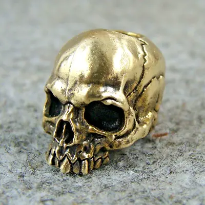 Solid Brass Skull Lanyard Bead Knife Paracord Beads Bracelet Beads Pendant • $9.99