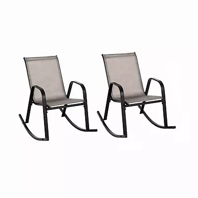 2PCS Patio Rocking Chair Outdoor Ergonomic Metal Rocker Breathable Garden Rocker • £64.95