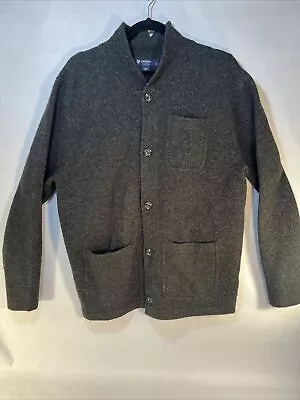 Daniel Cremieux Button Down Cardigan W/ Pockets Mens L 100% Extra Fine Wool Gray • $39