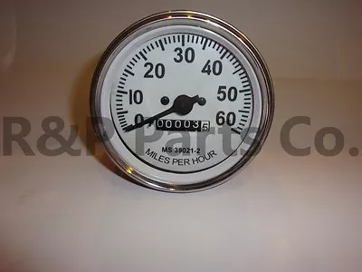 $63.16 • Buy Speedometer Gauge For Willys MB Jeep Ford CJ GPW Chrome Bezel White Face 60 MPH