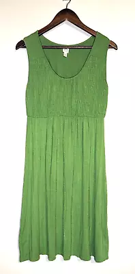 SANGRIA Spring / Summer Sun Dress SZ M Stretch Flare Green Boho Retro D3 • $19.99