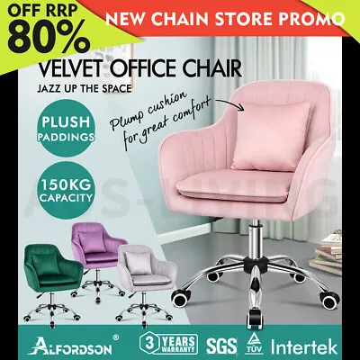 ALFORDSON Velvet Office Chair Fabric Armchair Computer Swivel Study Adult Kids • $144.85