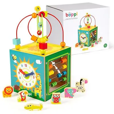 Boppi Wooden Toy Baby Activity Cube Centre Animal Shape Sorter Child Beads Maze  • £14.99