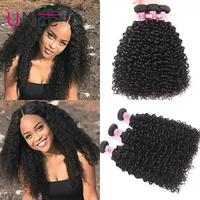 UNice Malaysian Curly Virgin Hair Weaves 3 Bundles 100% Human Hair Extensions US • $148.68