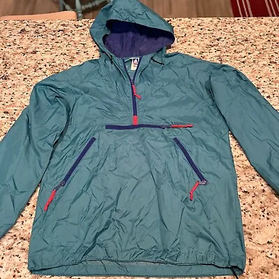 Sierra Designs Packable Windbreaker Jacket Pullover W/ Pouch Blue Men’s Size Med • $15