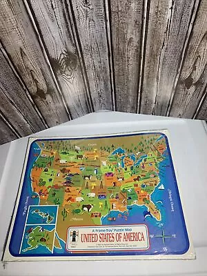 1968 Vintage United States Of America Picture Map Puzzle/Capitals 14.5” X 11.5” • $10.96