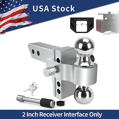 2'' Receiver Adjustable 4'' Drop Trailer Hitch 2 Ball Mount W/Pin Locks 10000lb • $88.94