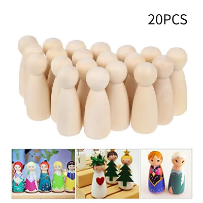 £10.89 • Buy 20x 65mm Wooden Doll Peg People Little Unfinished Painted DIY Wood Craft Kid W