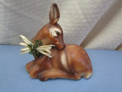 Vintage Ceramic Deer Doe Christmas Figurine With Ribbon • $4.99