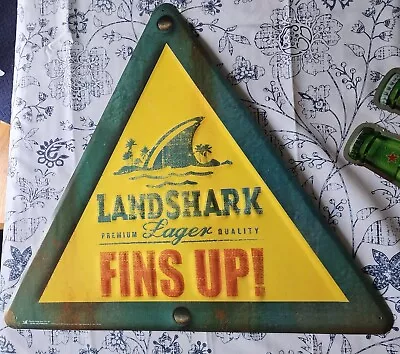 Landshark Lager FINS UP Metal Tin Beer Sign 21 X24  Man Cave Bar Jimmy Buffett  • $24