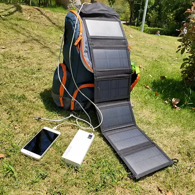Outdoor Foldable Solar Panels Cell 5V 20-40W Portable USB Output Battery Charger • £40.18