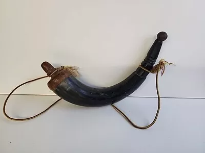 Large Powder Horn Rendezvous Mountain Man Black Powder Vintage Carved • $25.77