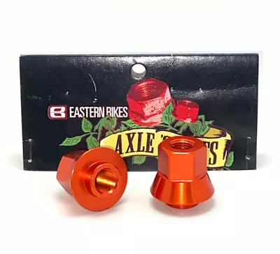 2 X EASTERN AXLE NUTS 3/8 With SM LIP 14mm ADAPTERS BMX BIKE BICYCLE ORANGE NEW • $25.19