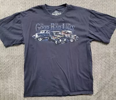 Newport Blue Men's Vintage Hot Rod Car Print T-shirt Size XL Good Bad Ugly • $6.92