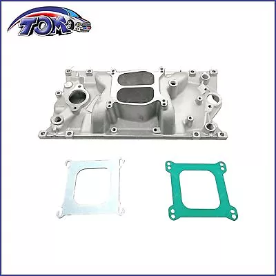 Satin Aluminum Dual Plane Intake Manifold For SBC Chevy Vortec 350 Heads 1996 • $128.98