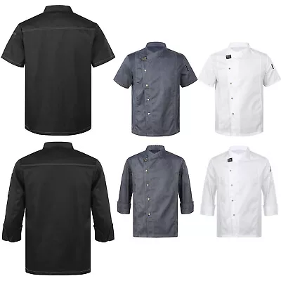 Unisex Chef Coat Professional Chef Jacket Restaurant Kitchen Cooking Uniform • £7.43
