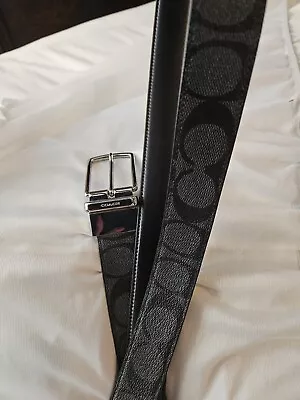 Coach Signature Monogram Leather Belt (Men's) • $55
