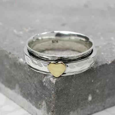 £29 • Buy Silver Spinning Ring, Meditation Heart Spinner Ring, Spin Ring, Fidget Ring