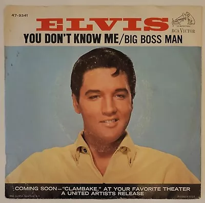 Elvis Presley  Big Boss Man/You Don't Know Me  45rpm  W/PS  VG • $5