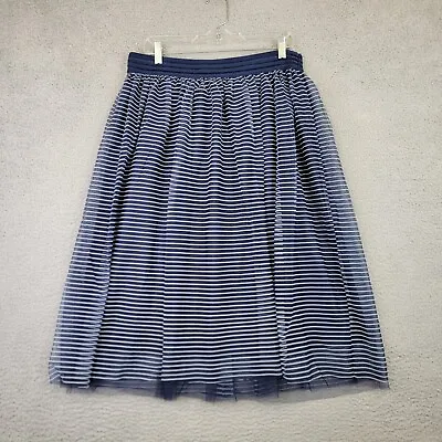 Metro Wear Midi Skirt Women’s XL Blue Striped Tulle Layered Tea Length A Line • $18.99