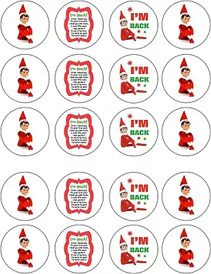 £3.99 • Buy 20 X Pre-Cut Christmas Elf On A Shelf Theme Edible Wafer Cupcake Toppers #6