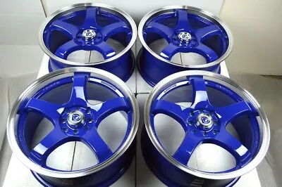 4 New DDR Fuzion 17x7.5 4x100/114.3 38mm Blue Polished Lip Wheels Rims • $659