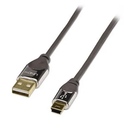 Lindy CROMO USB 2.0 Cable Type A - Mini-B 24K Gold Plated 0.5m 1m 3m 5m 7.5m • £5.99
