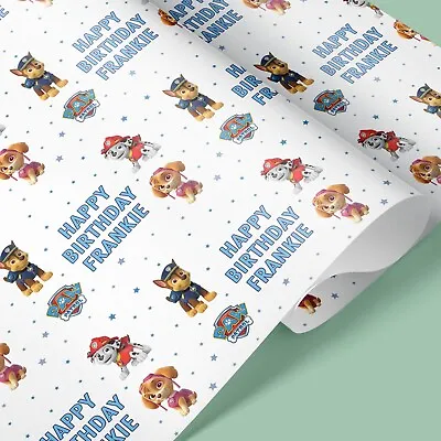 PAW PATROL Personalised Wrapping Paper / Add Name / Birthday Kids Gift Wrap • £3.25