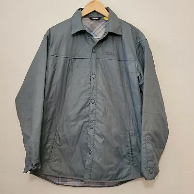 Cabelas Flannel Lined Nylon Lightweight Shirt Jacket Shacket Quilted Medium Gray • $34.97