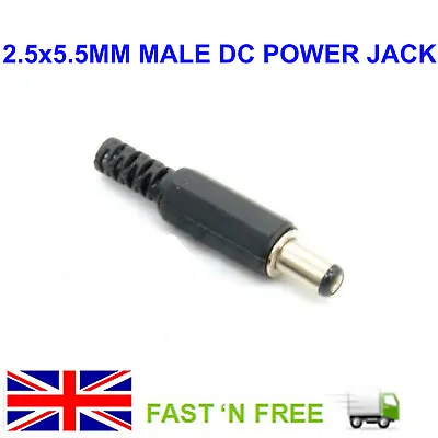 Male Barrel Jack 5.5 X 2.5mm Socket Plug Dc 12v Electrical Power Connectors Cctv • £1.95