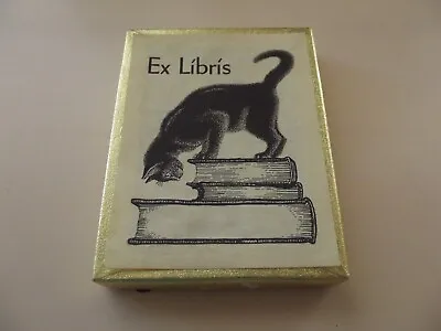 Vintage Box Of 47 Antioch Bookplates-Curious Black Cat On Stack Of Books • $19.99