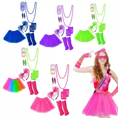 7PCS 80s Retro Fancy Dress Accessories Women Party Costume Set Adults Tutu Skirt • $20.30