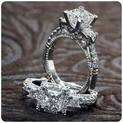 4Ct Simulated Diamond Exquisite Halo Engagement Ring White Gold Plated • £107.99