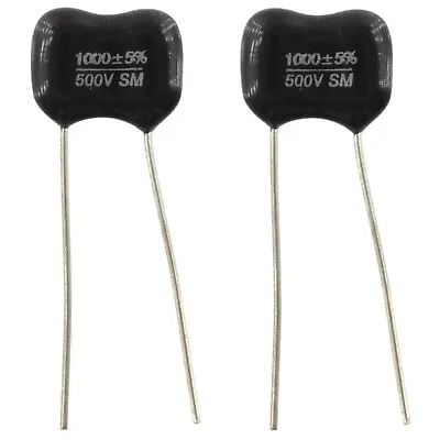 Black Silver Mica Capacitor 1000pf @ 500VDC 2 Pieces 5% Radial Cap • $7.89