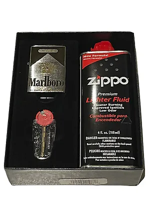 Zippo Lighter Marlboro Polished Chrome Fluid Flints Gift  Promotional Product • $142.45