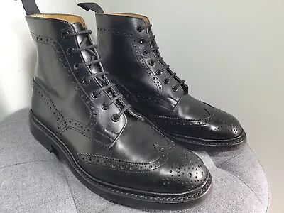 Trickers 'Stow' Brogue Boots Black UK 9 Dainite Soles Stunning Boots  • £265