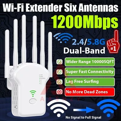 Wifi Range Internet Extender 1200Mbps 5G Wireless Repeater Signal Booster Router • $23.19