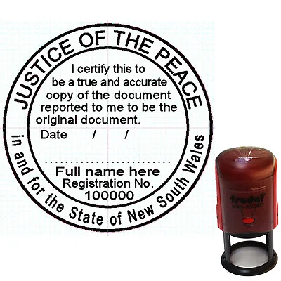 JP STAMP JUSTICE OF THE PEACE NSW  Custom Self Inking Rubber Stamp ROUND 40mm • $23.99