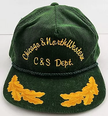 Vintage Chicago & Northwestern Railroad C & S Dept. Corduroy Hat Cap Green • $9.99